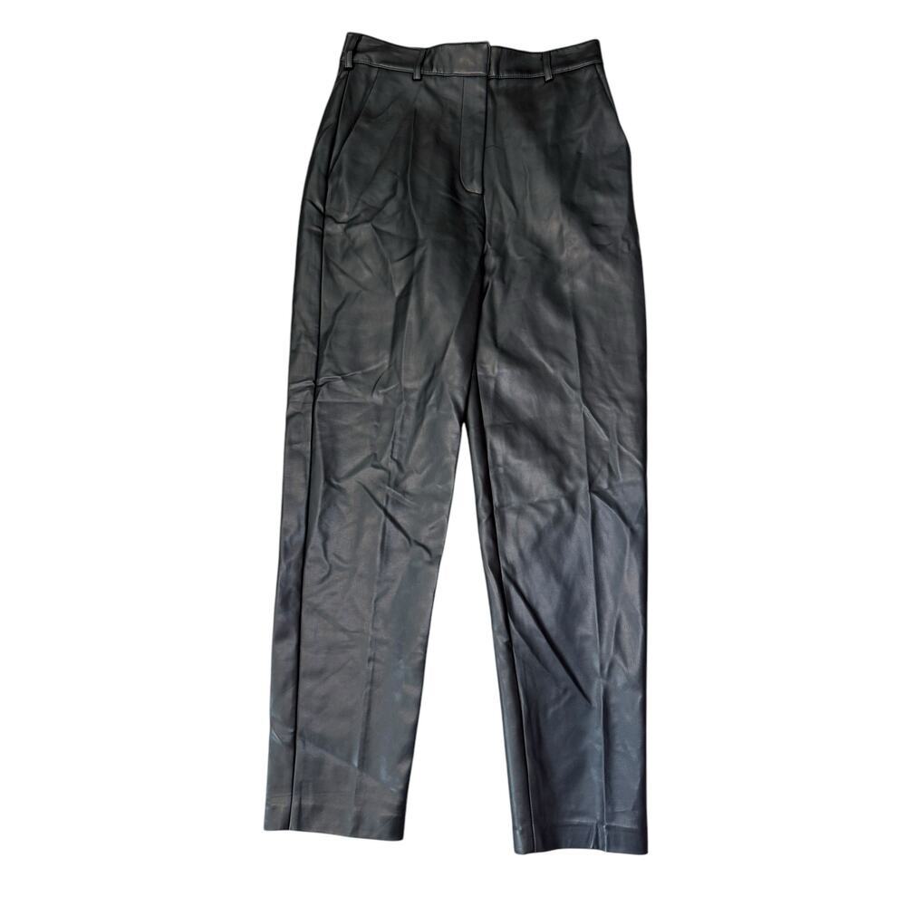 French Connection Women's Size 2 Black Tapered Leg Faux Leather Pants NWOT